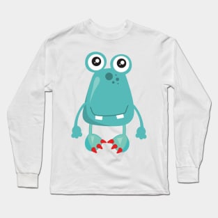 Cute Monster, Blue Monster, Funny Monster, Silly Long Sleeve T-Shirt